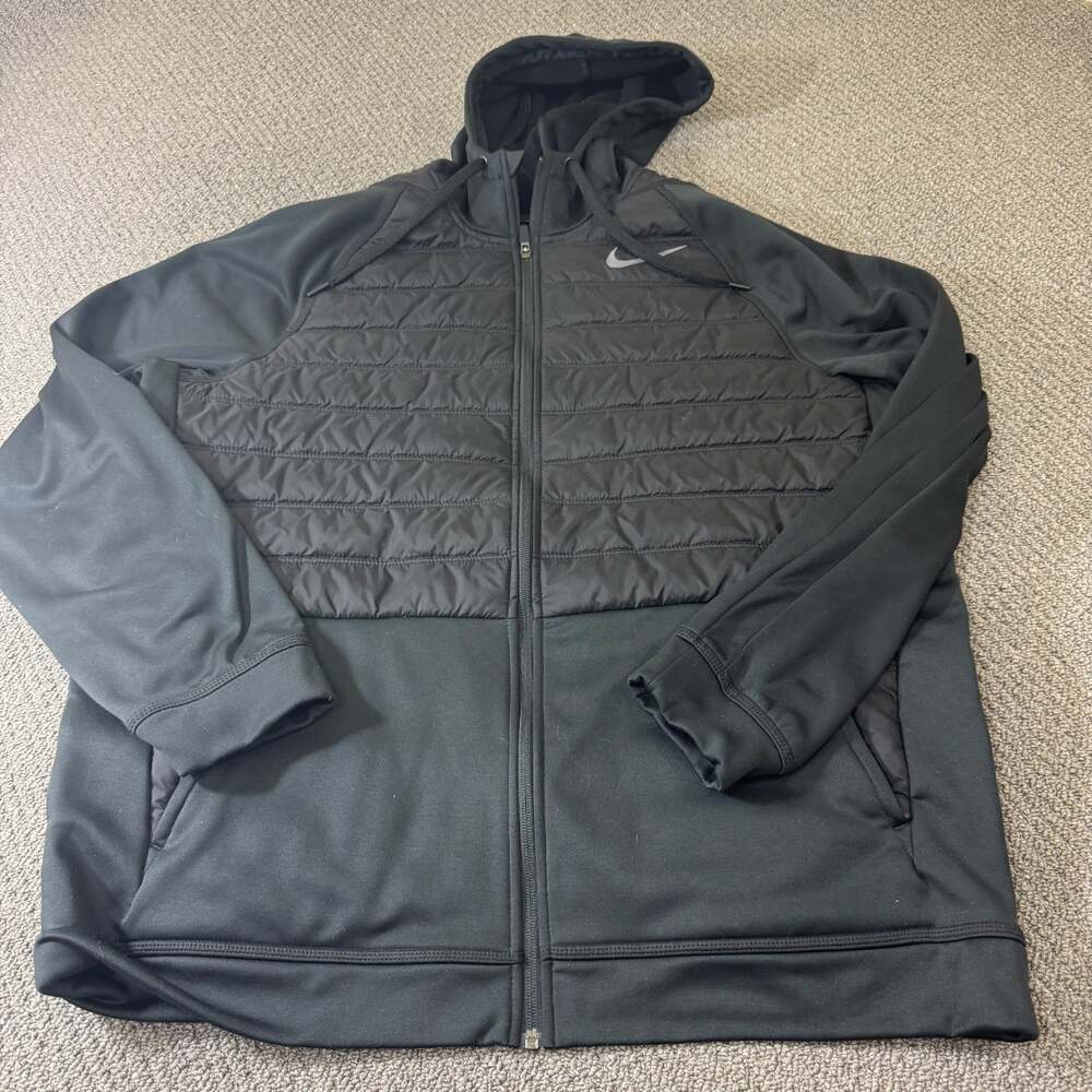 Nike Padded Hoodie Jacket Size XL Black Puffer Full Zip Winter